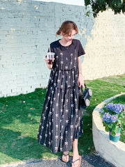 Black Floral Layered T-Shirt Dress