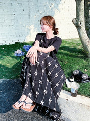 Black Floral Layered T-Shirt Dress