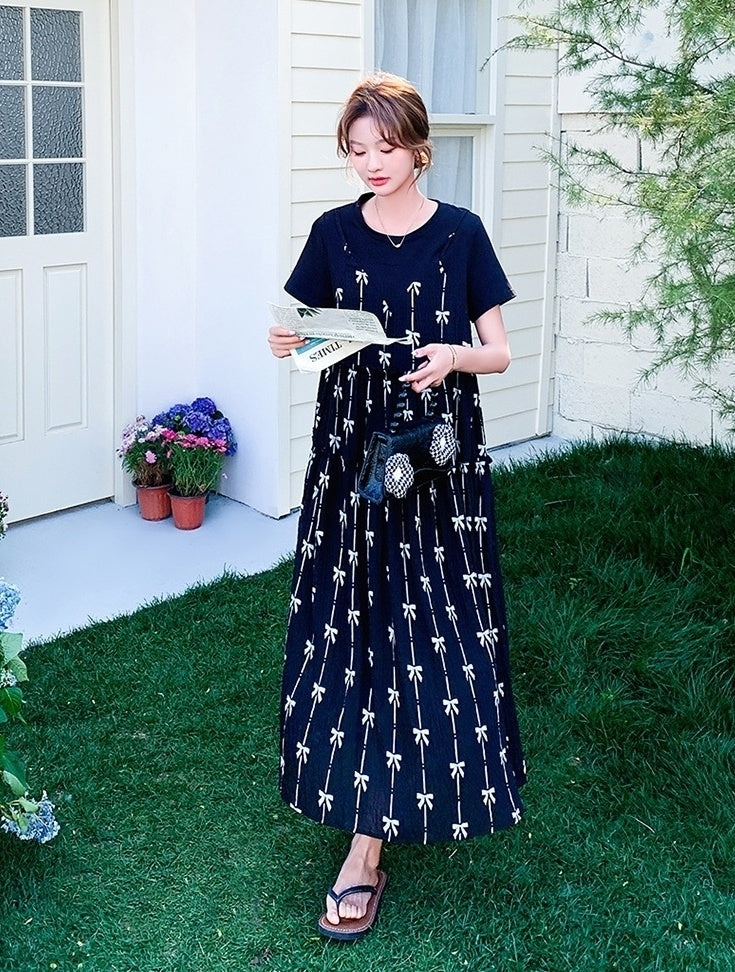 Black Floral Layered T-Shirt Dress