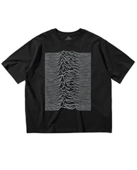 Black Frequency Waves Print T-Shirt
