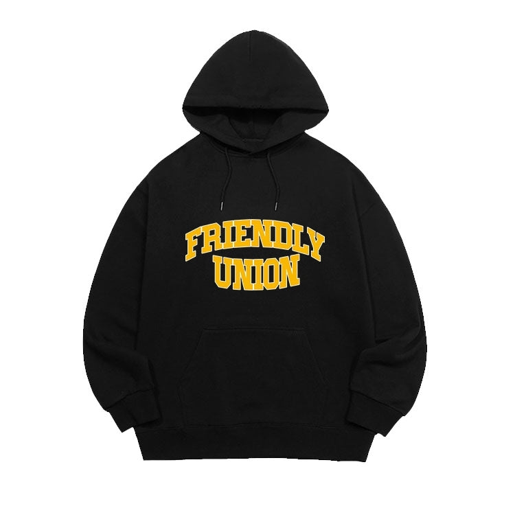 Black Friendly Union Print Hoodie