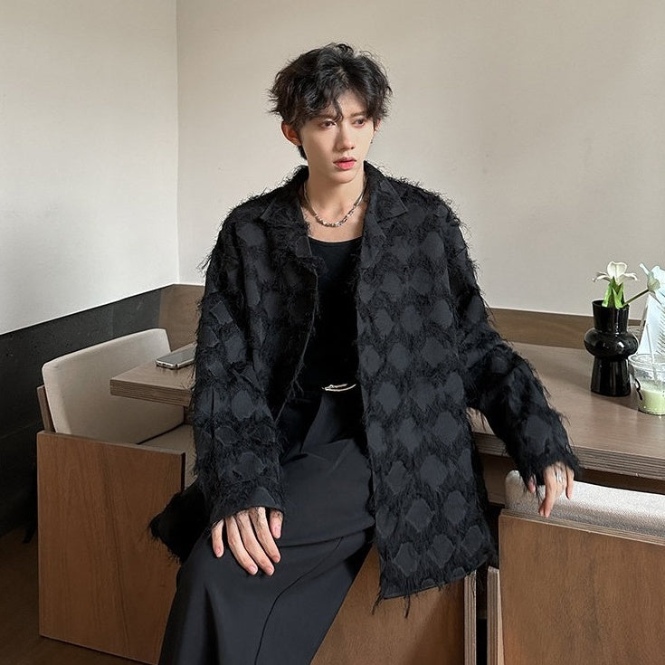 Black Fringe-Accent Long Sleeve Shirt