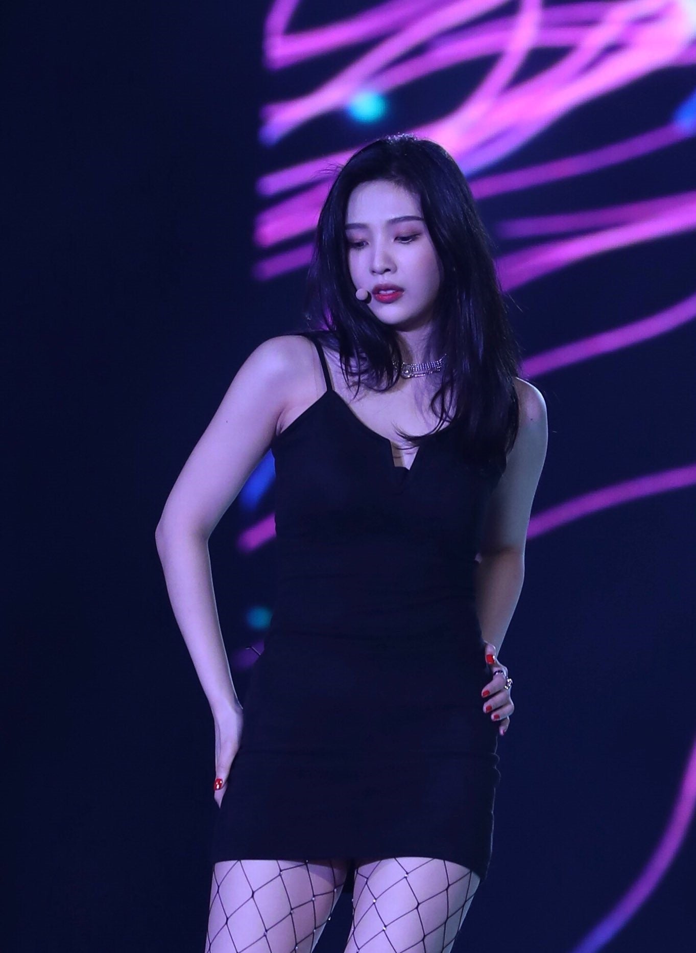 Black Front-Slit Sling Dress