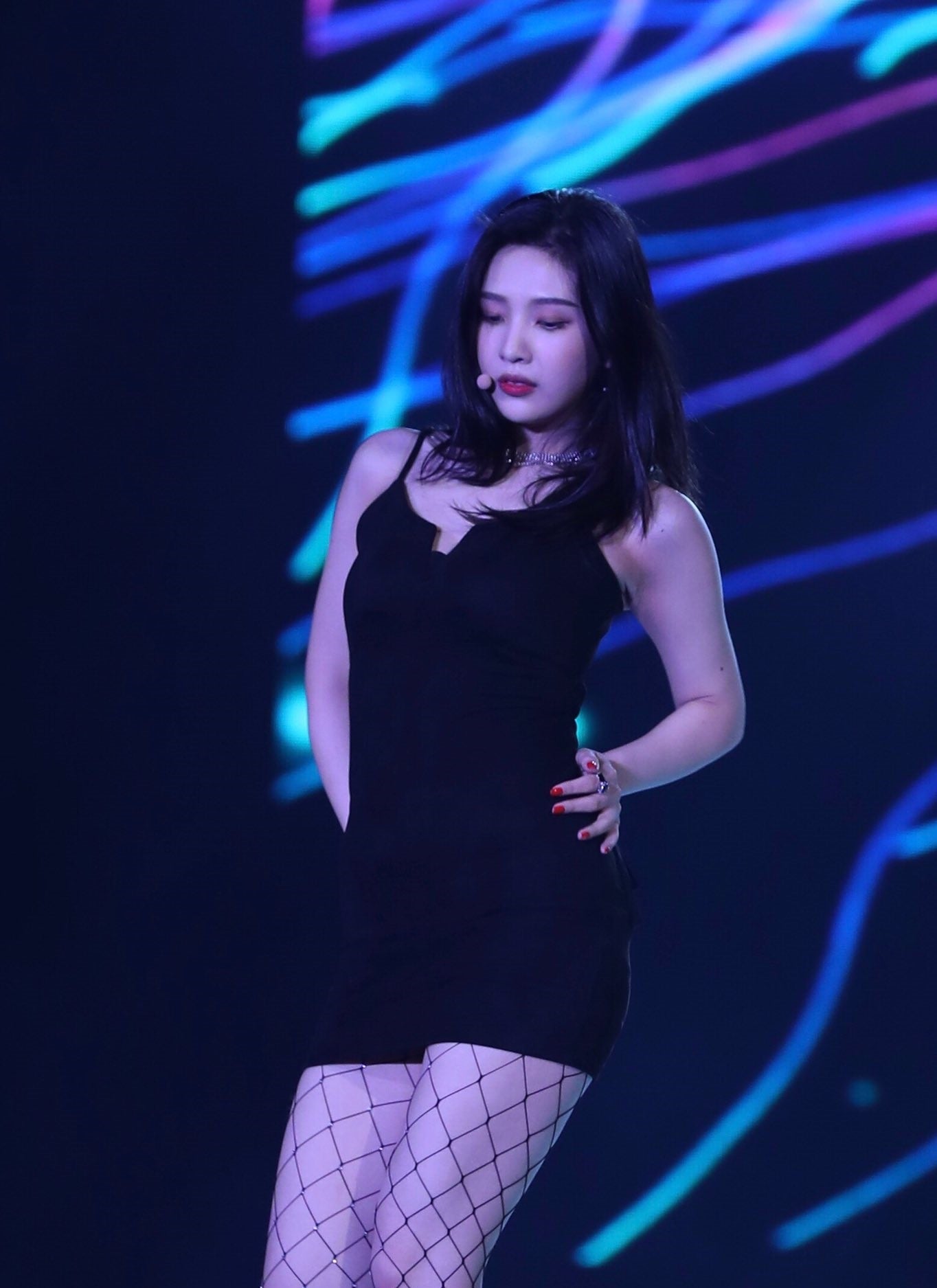 Black Front-Slit Sling Dress