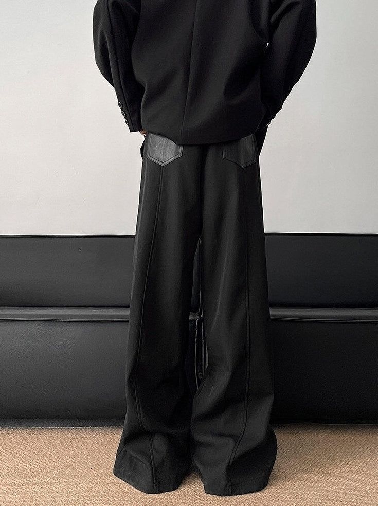 Black Front-Zip Wide Leg Pants