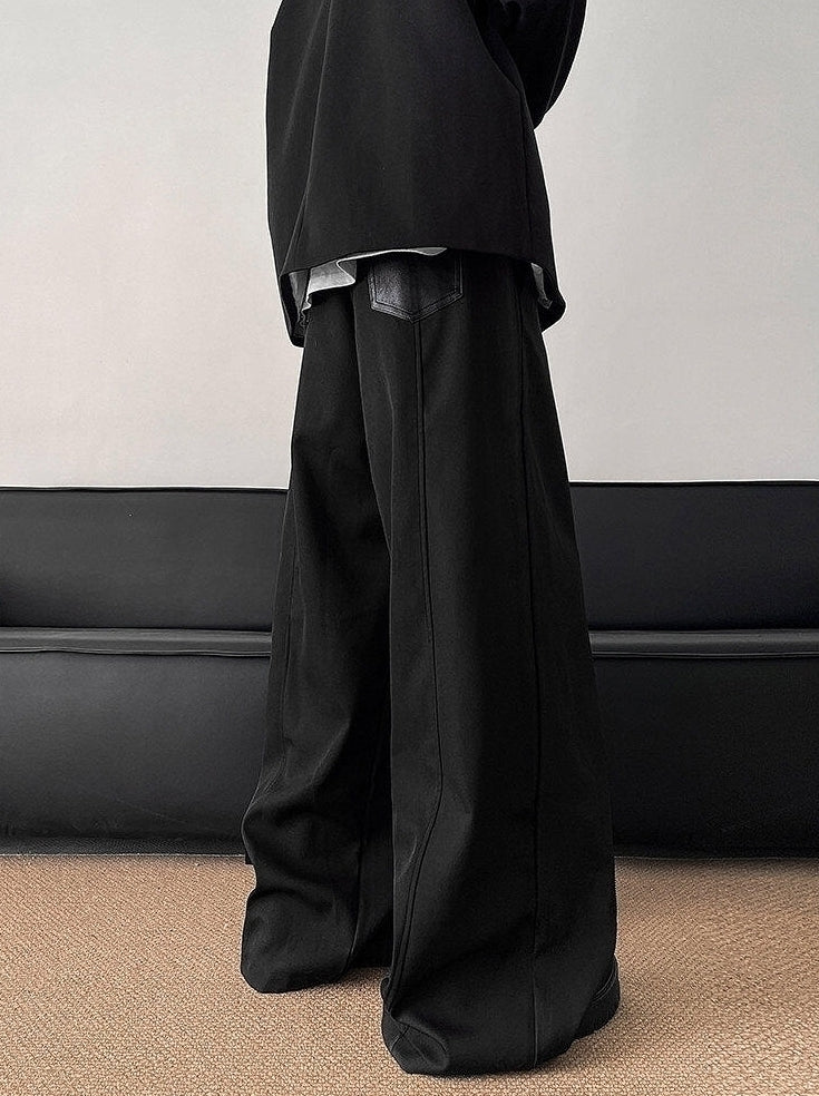 Black Front-Zip Wide Leg Pants