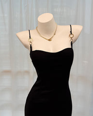 Black Gold Strap Bodycon Mini Dress