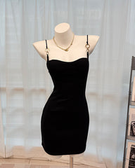 Black Gold Strap Bodycon Mini Dress