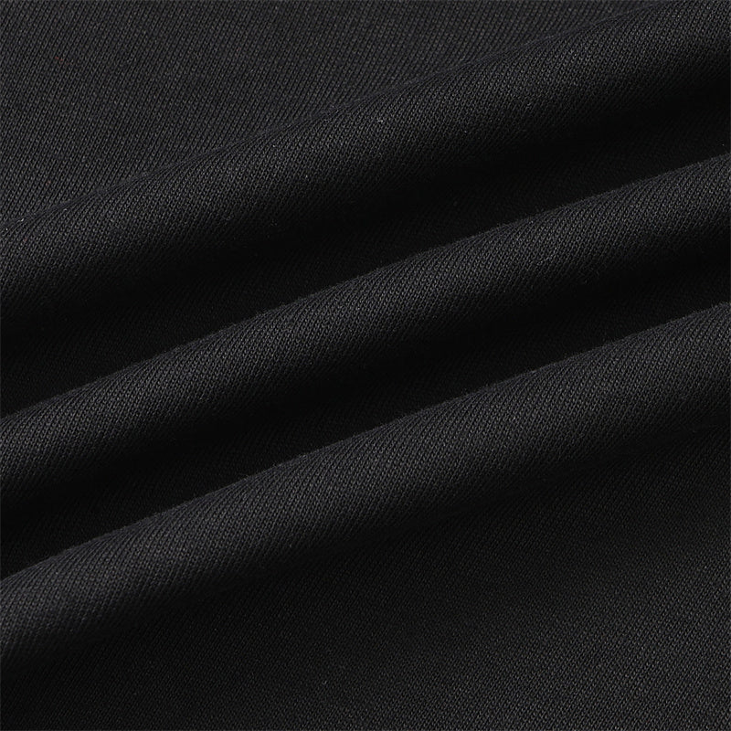 Black Gothic Print Asymmetrical T-Shirt