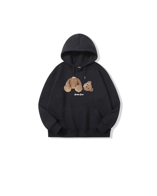 Black Graphic Bear Hoodie