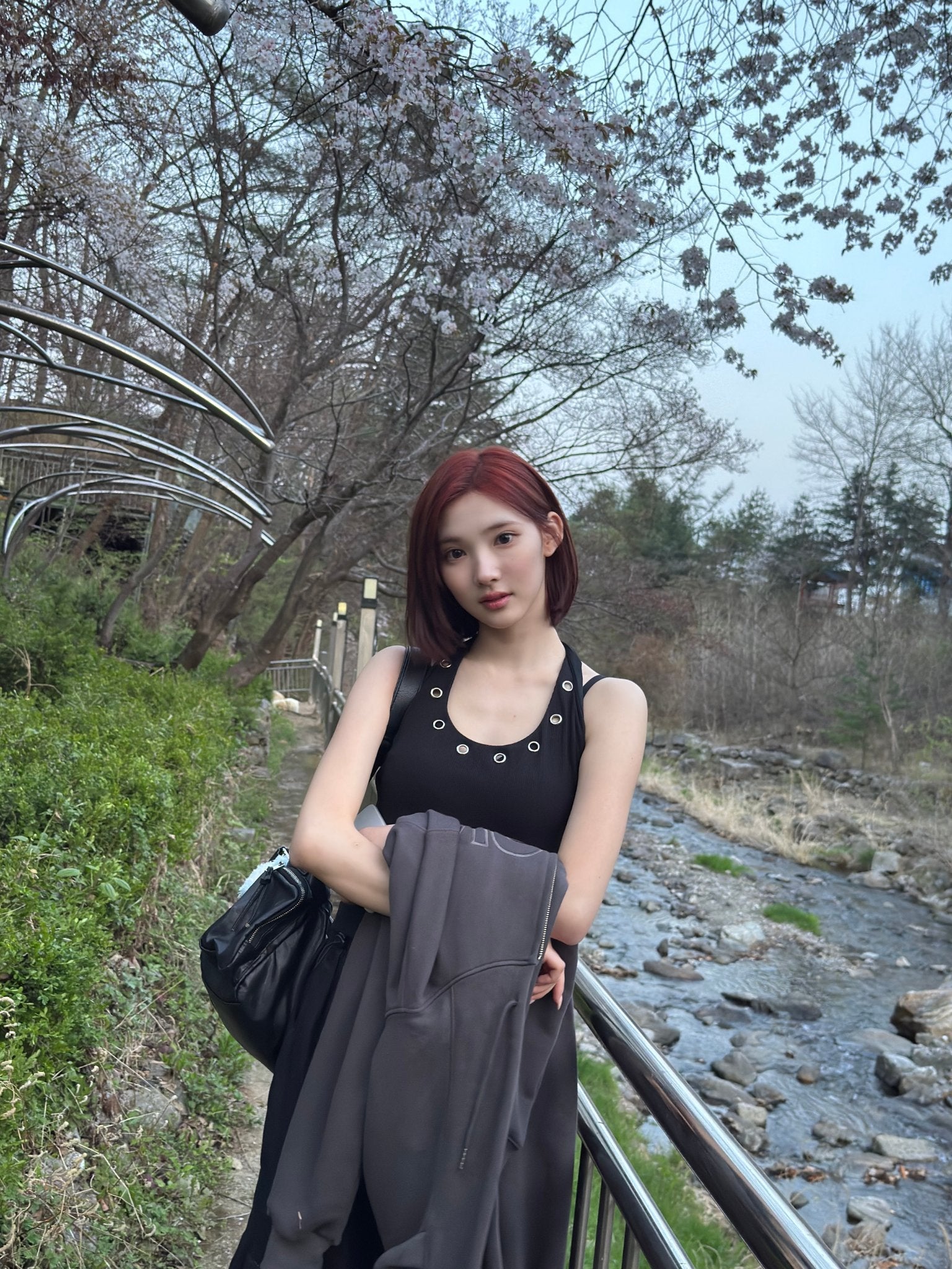 Black Grommet Halter Tank Top