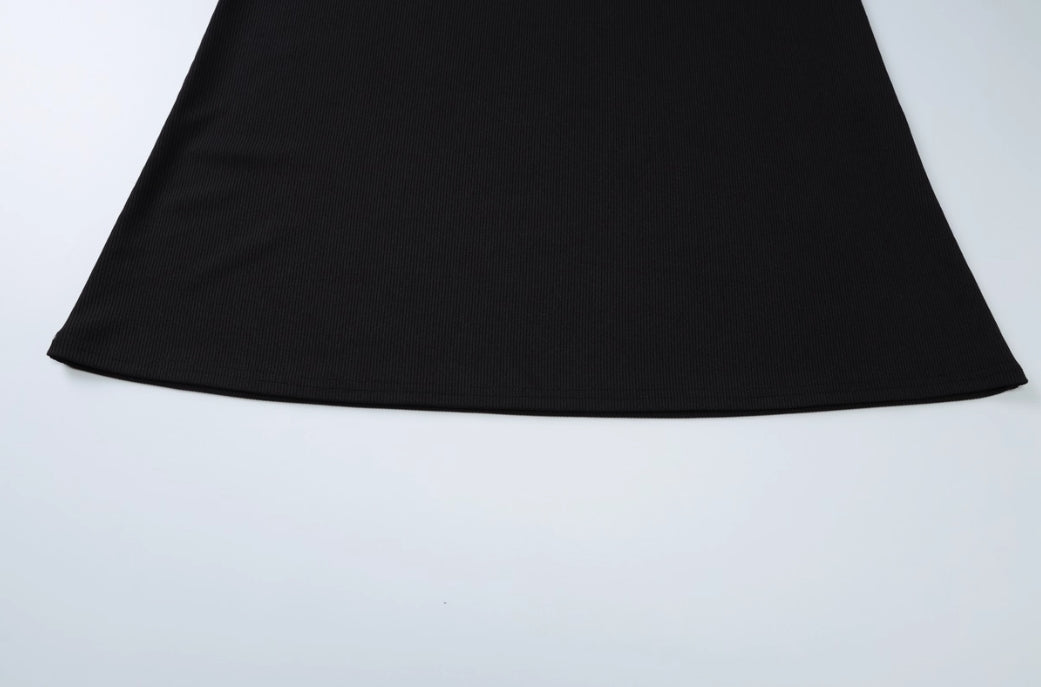 Black Halter Flower Bodycon Dress