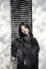 Black High Neck Buttoned Coat