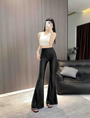 Black High-Rise Fitted Flare Pants