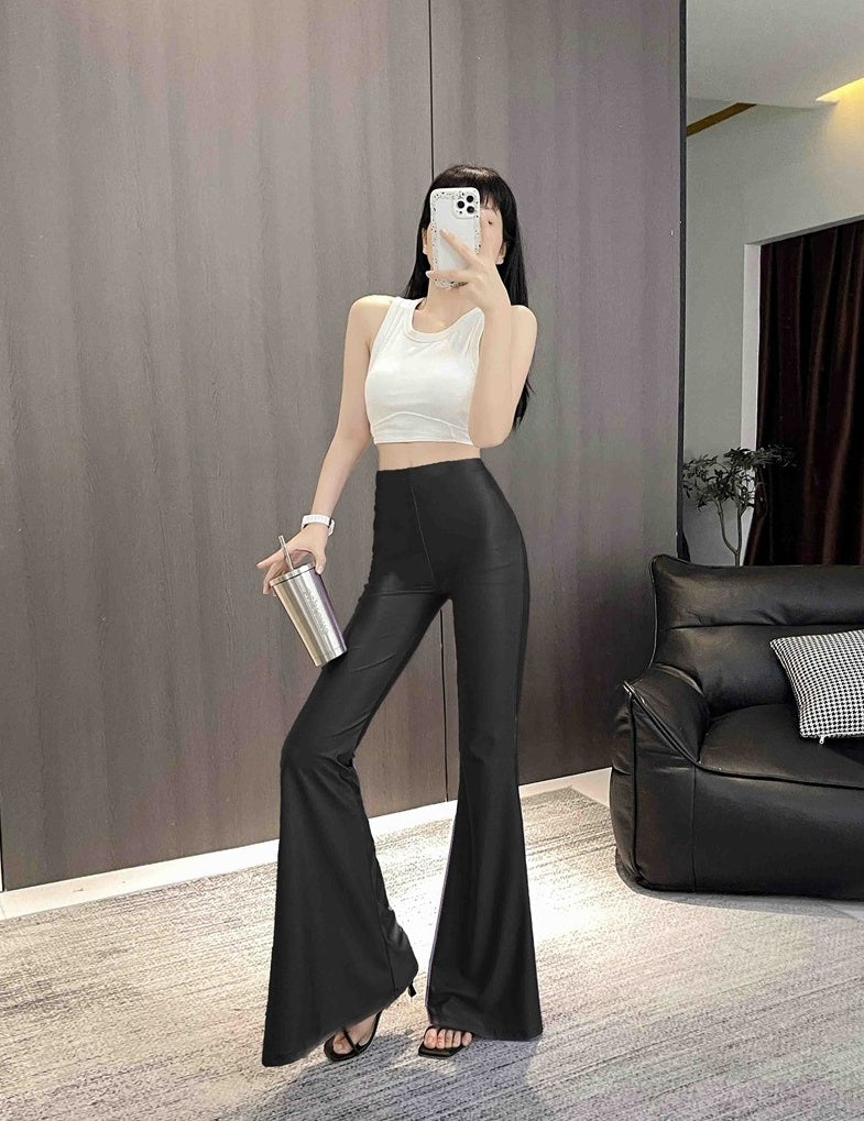 Black High-Rise Fitted Flare Pants