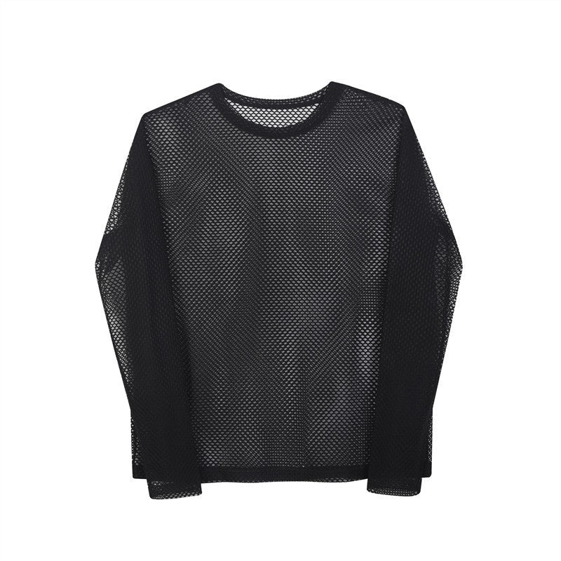 Black Hollow Mesh Net  Top
