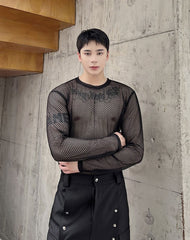 Black Hollow Mesh Net  Top