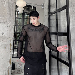 Black Hollow Mesh Net  Top