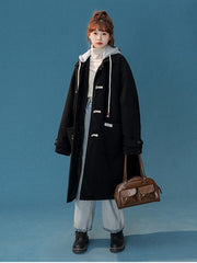 Black Hooded Pocket Coat