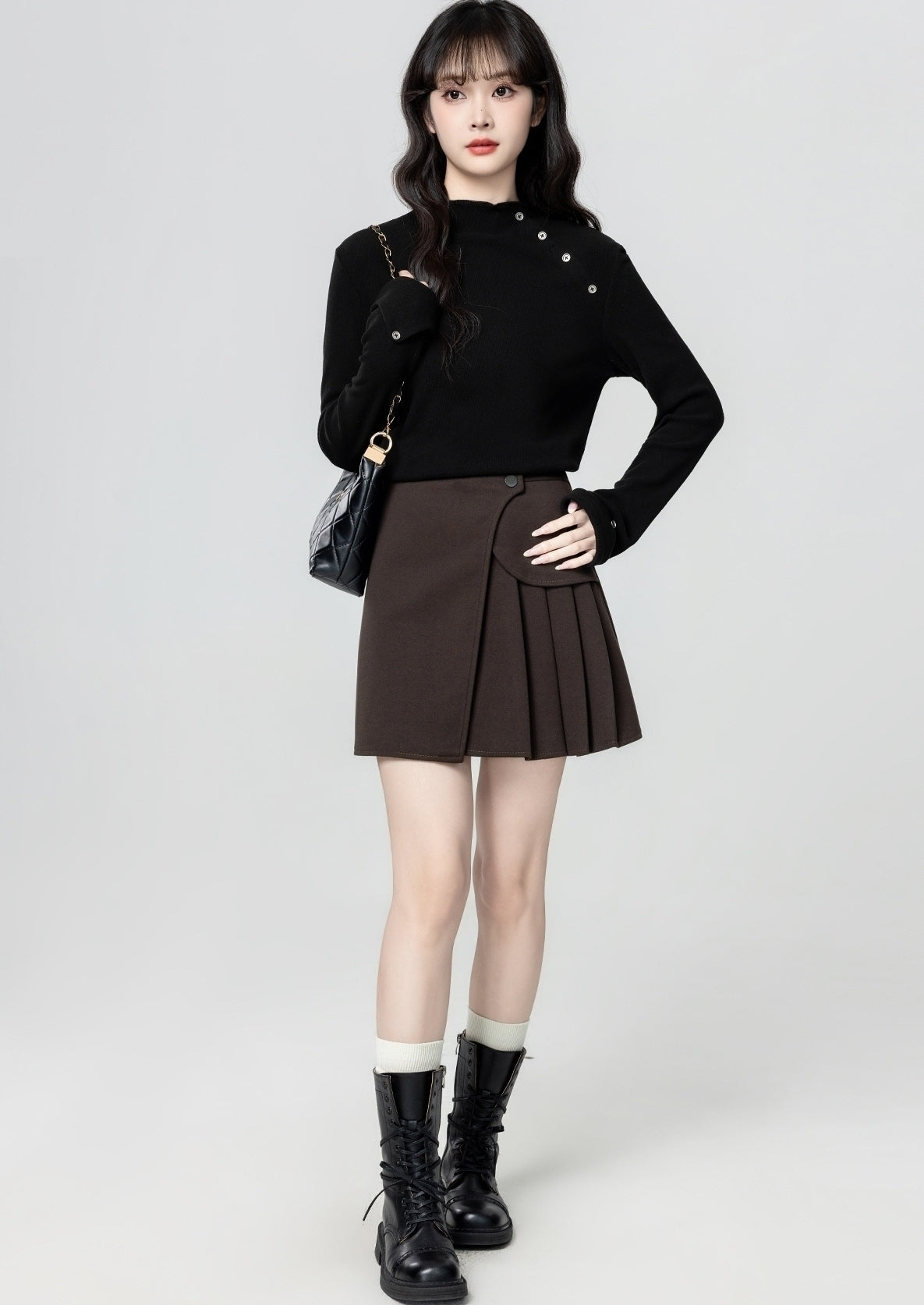 Black Knit Turtleneck Slim Fit Sweater Top