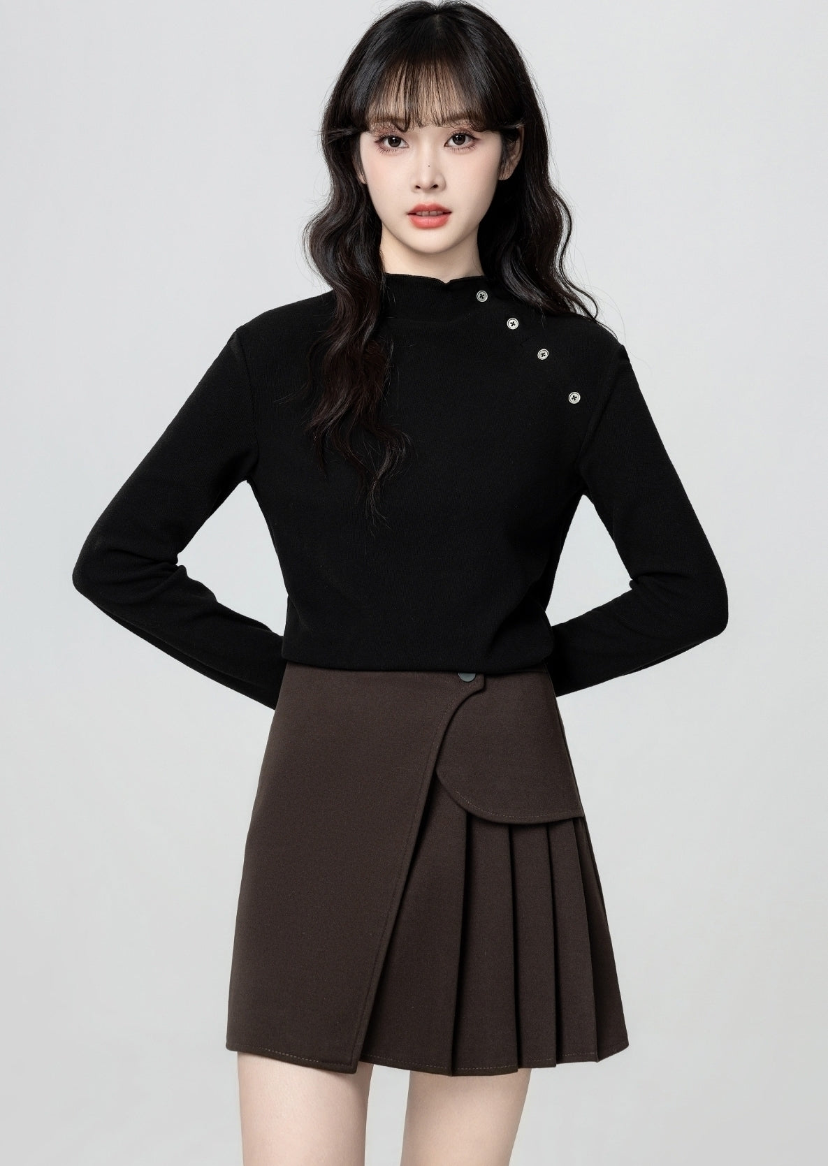 Black Knit Turtleneck Slim Fit Sweater Top