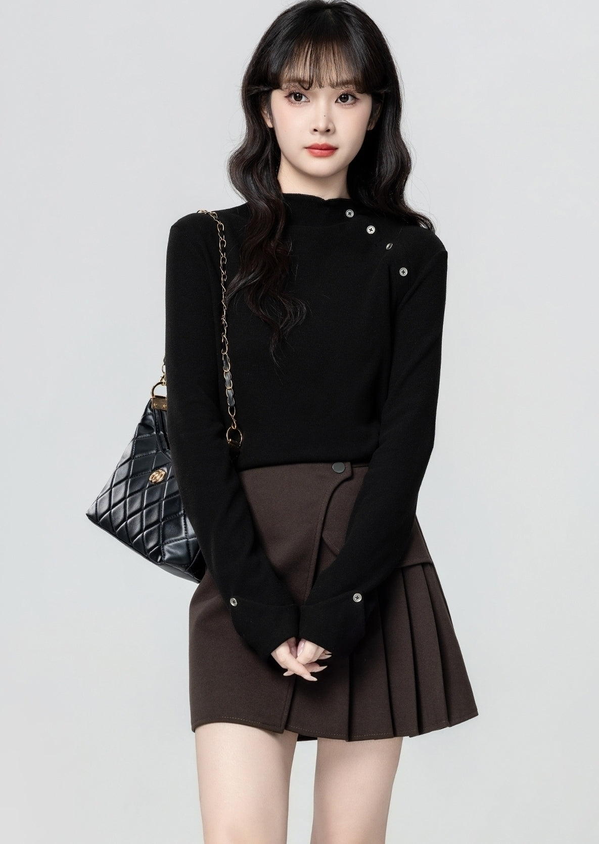 Black Knit Turtleneck Slim Fit Sweater Top
