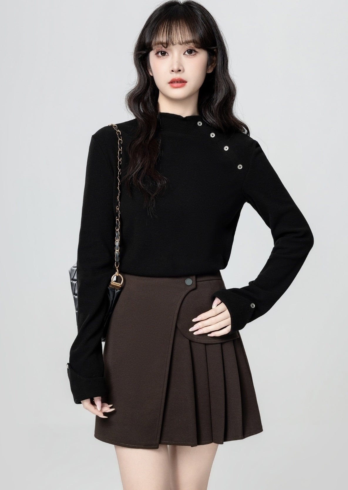Black Knit Turtleneck Slim Fit Sweater Top