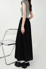 Black Lace Polka Dot Chiffon A Line Skirt