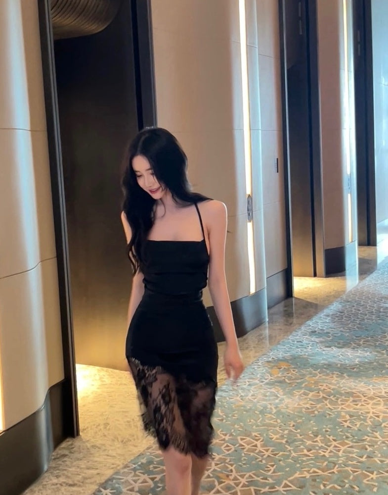 Black Lace Skirt Dress