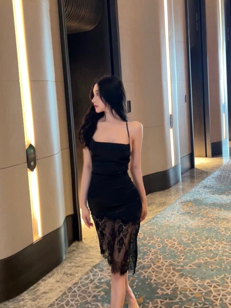 Black Lace Skirt Dress