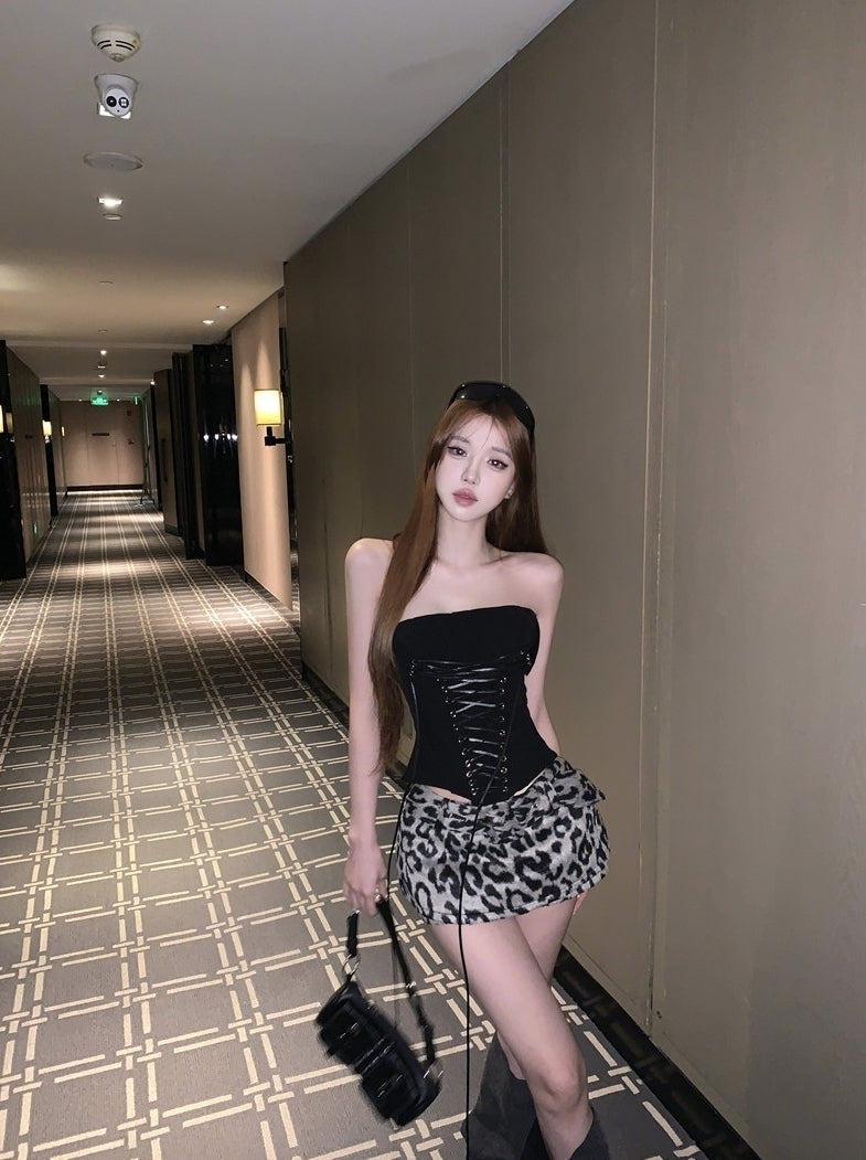 Black Lace Up Corset Top