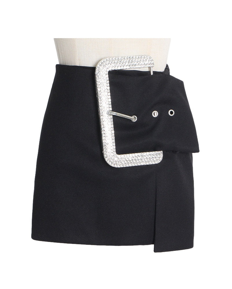 Black Large Buckled Skirt