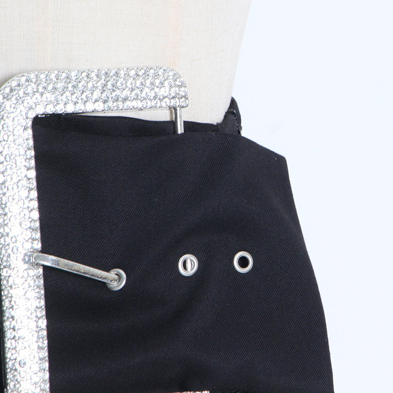 Black Large Buckled Skirt
