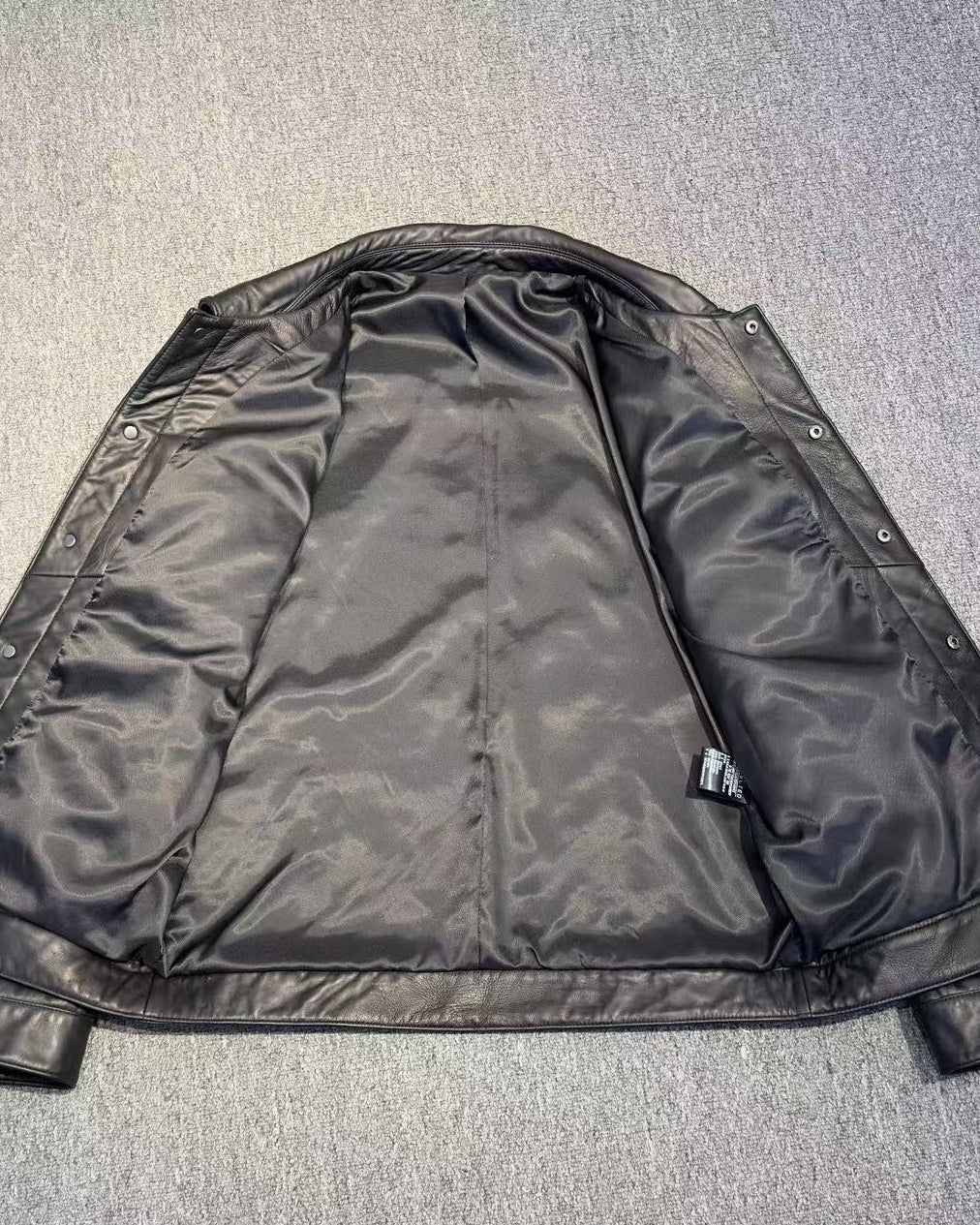 Black Leather Snap Button Jacket