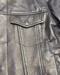 Black Leather Snap Button Jacket