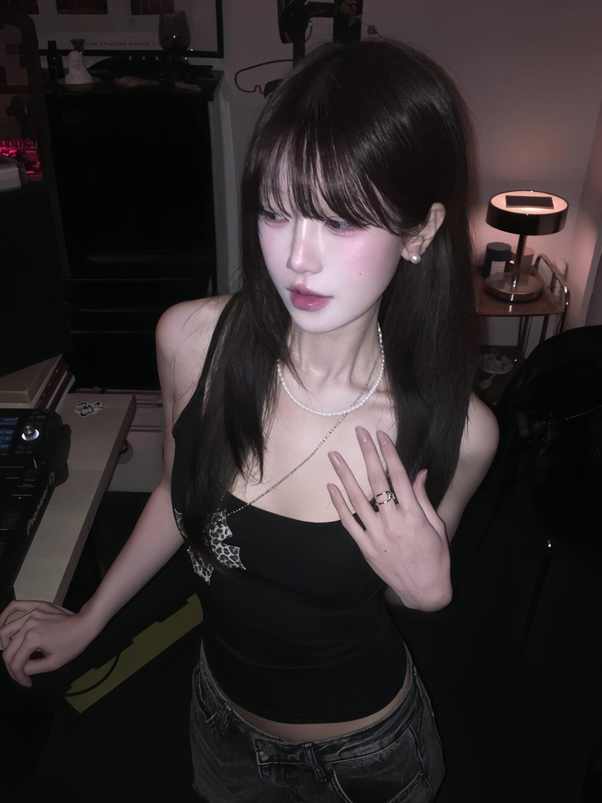 Black Leopard Cross Cami Top