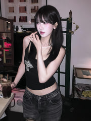 Black Leopard Cross Cami Top