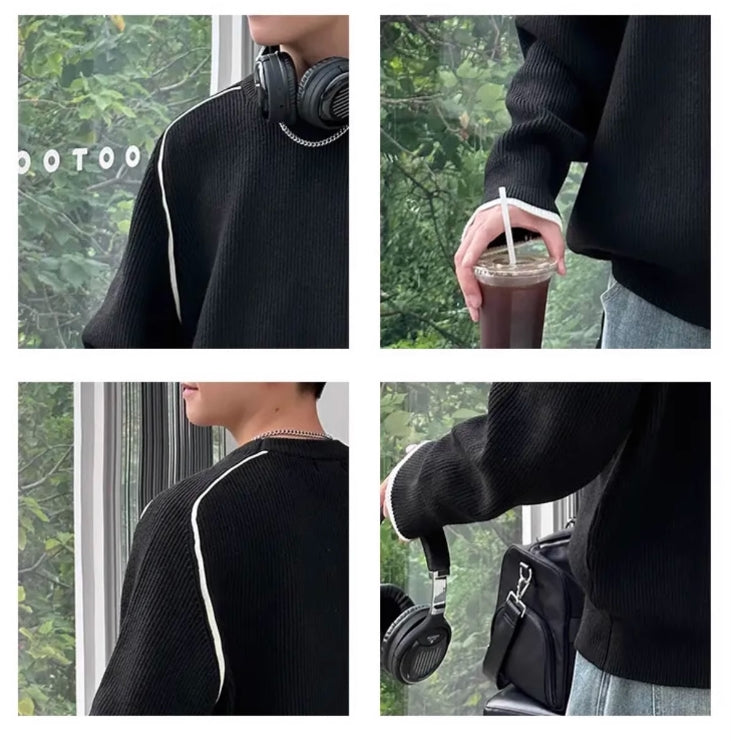 Black Lined Shoulders Sweater