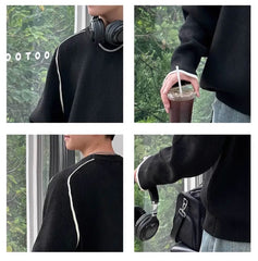 Black Lined Shoulders Sweater