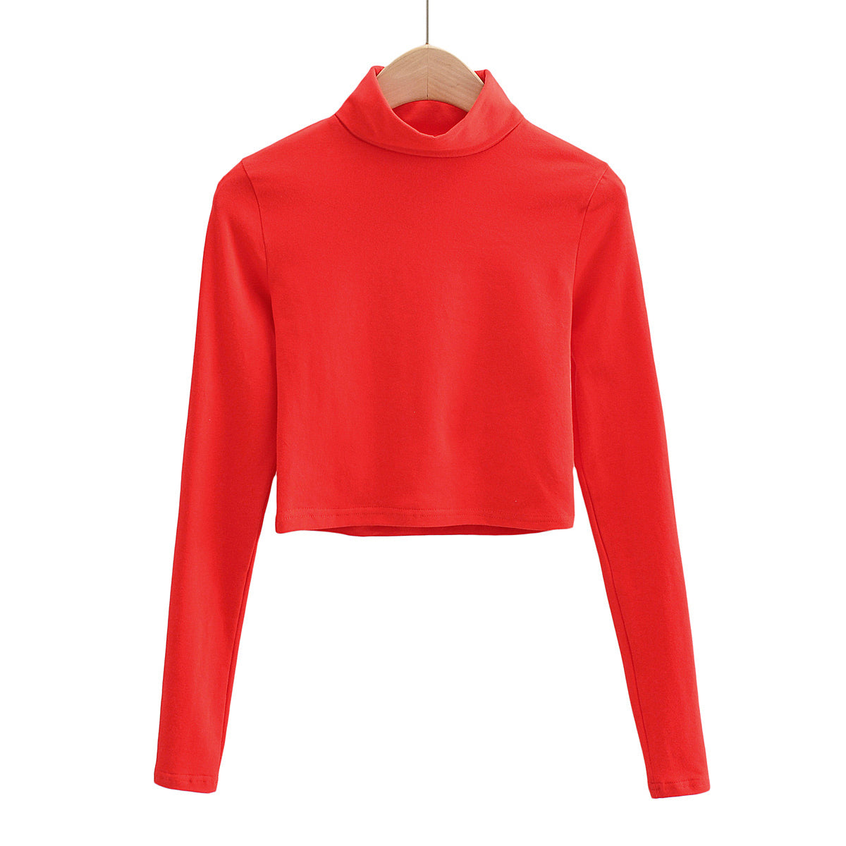 Black Long Sleeve High Neck Crop Top