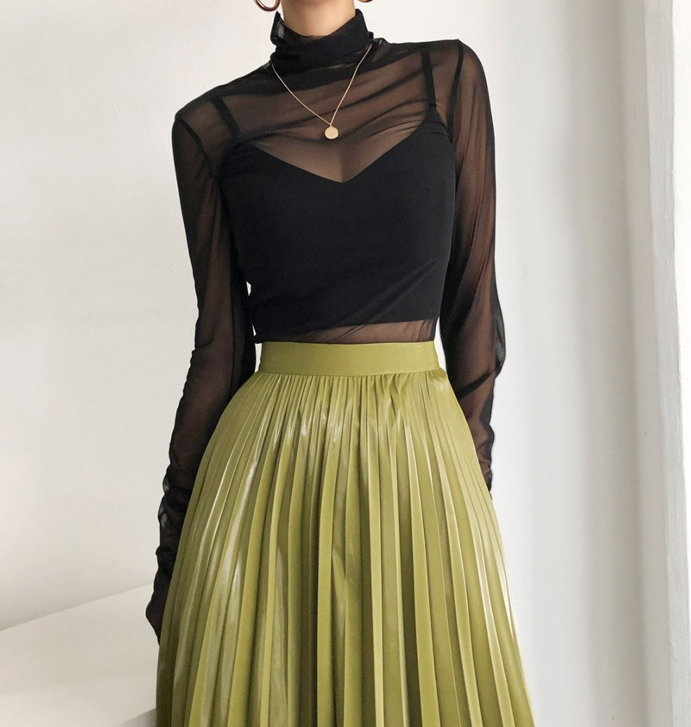 Black Long Sleeve Sheer Top