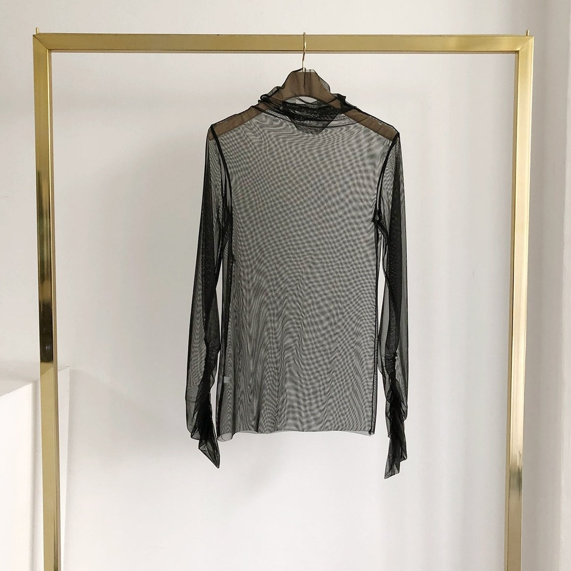 Black Long Sleeve Sheer Top