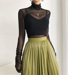 Black Long Sleeve Sheer Top