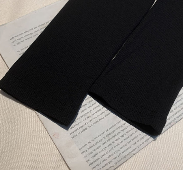 Black Long Sleeves Square Collar Top