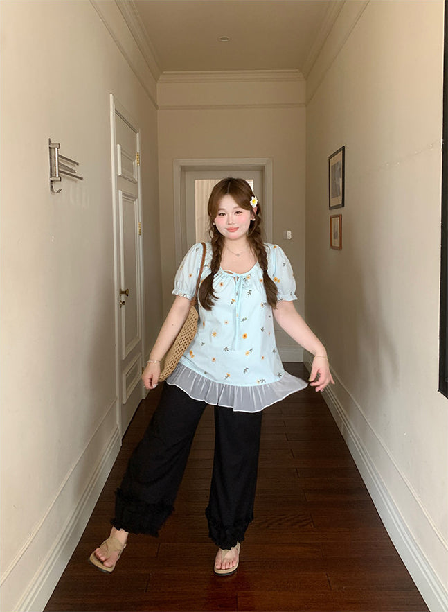 Black Loose Straight Leg Casual Pants