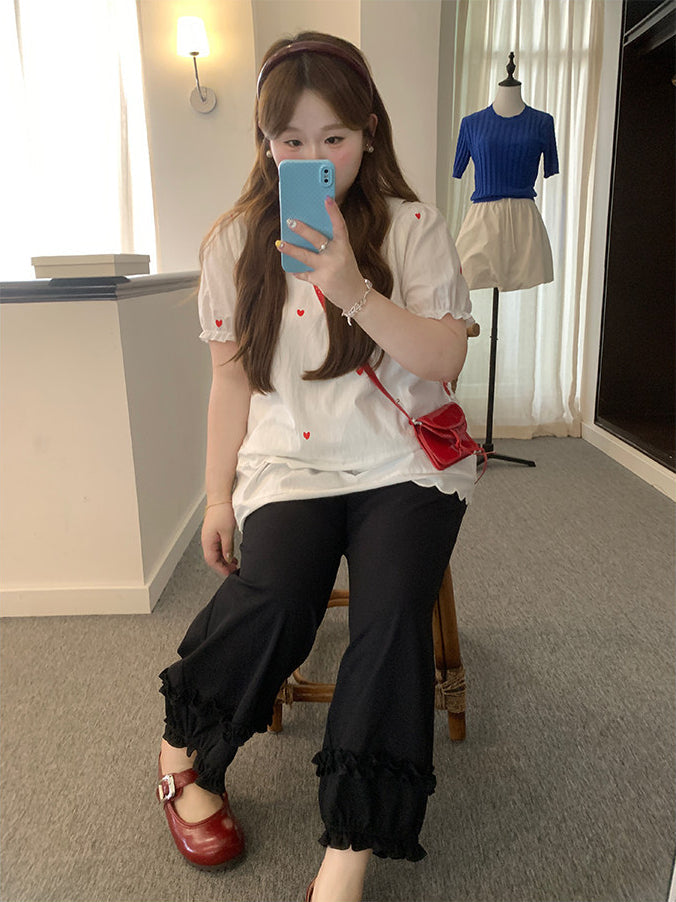 Black Loose Straight Leg Casual Pants