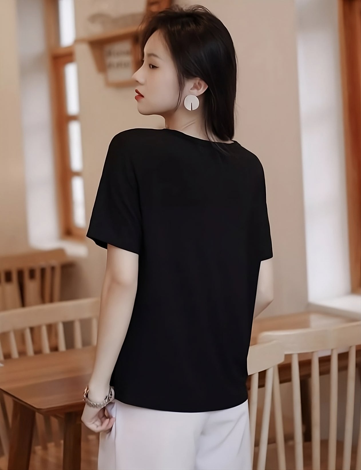 Black Low Neckline T-Shirt