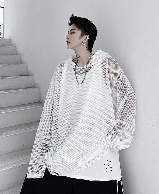 Black Mesh Hoodie