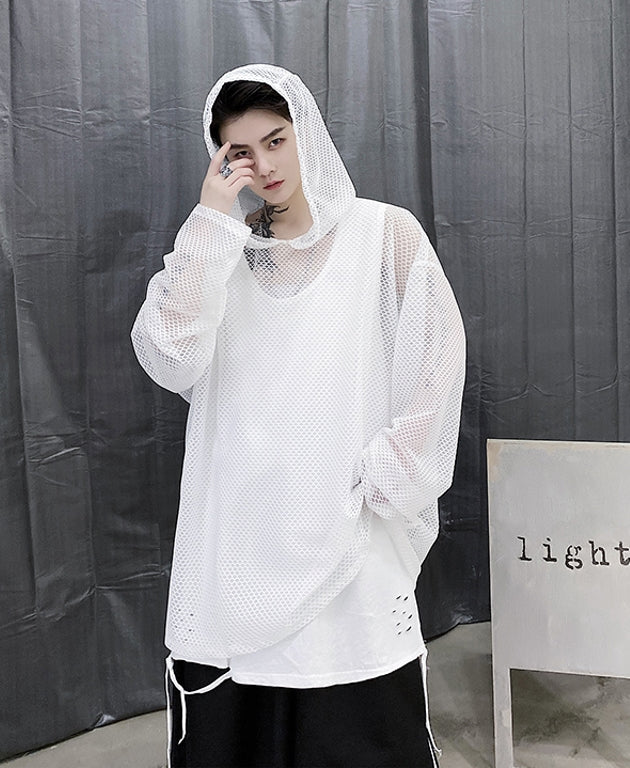 Black Mesh Hoodie