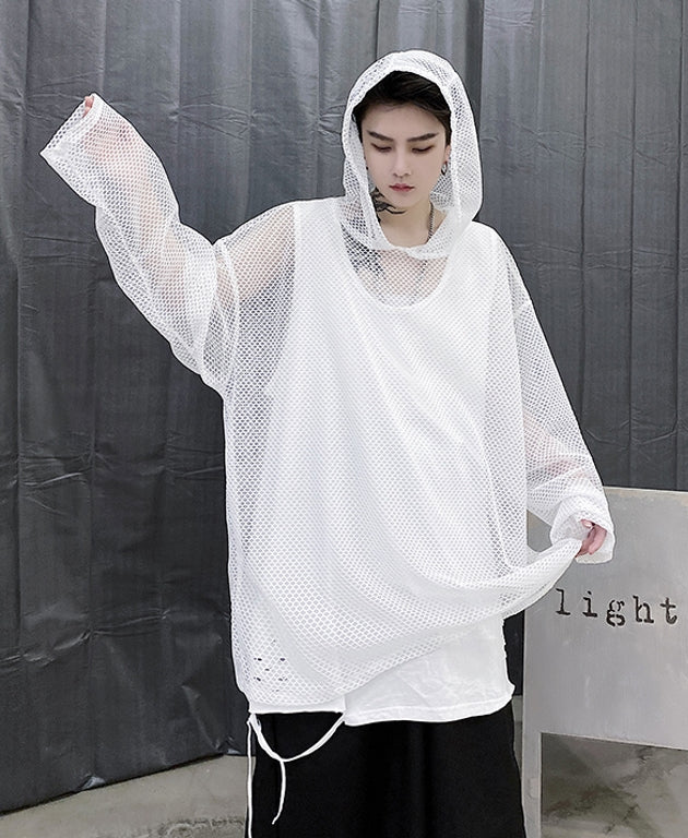Black Mesh Hoodie